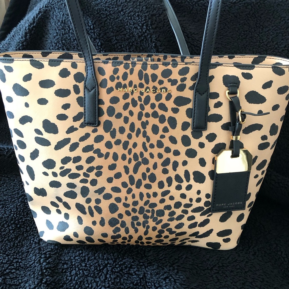 Marc Jacobs Leopard-Print Tote in Tan and Black with Gold Accents